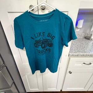 Life Is Good Teal Boys' Short Sleeve 'I Like Big Trucks' Graphic Tee
